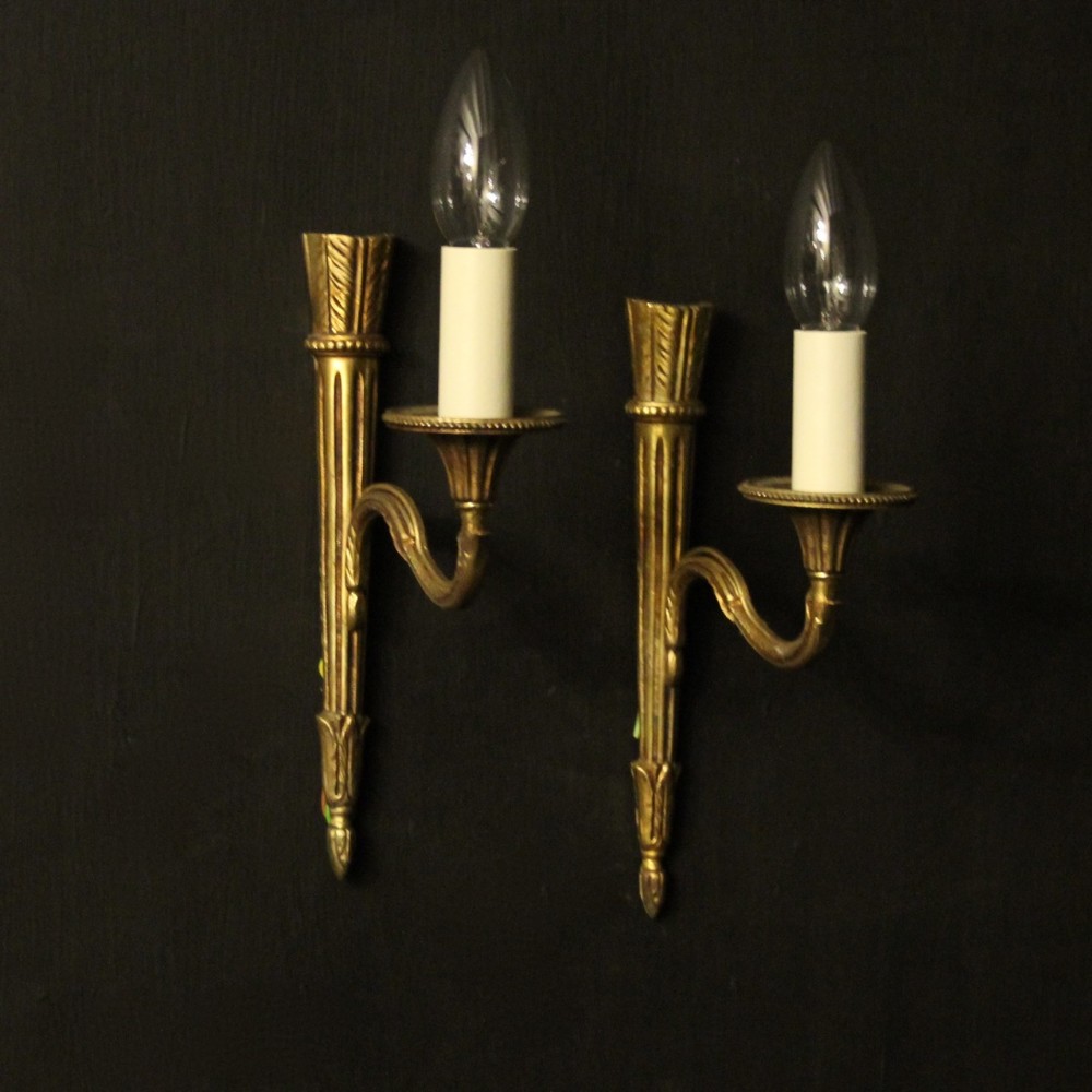 French Pair Of Gilded Brass Antique Wall Lights