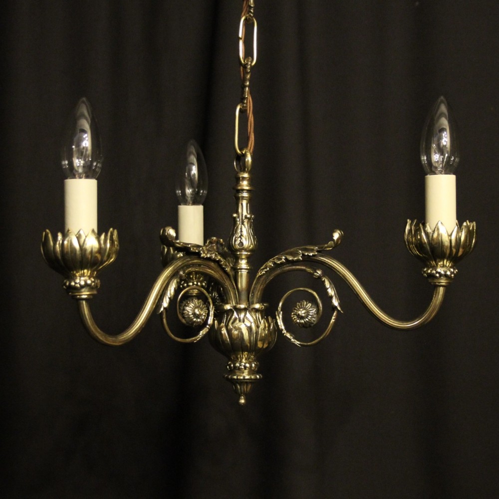 French Art Nouveau Triple Light Antique Chandelier