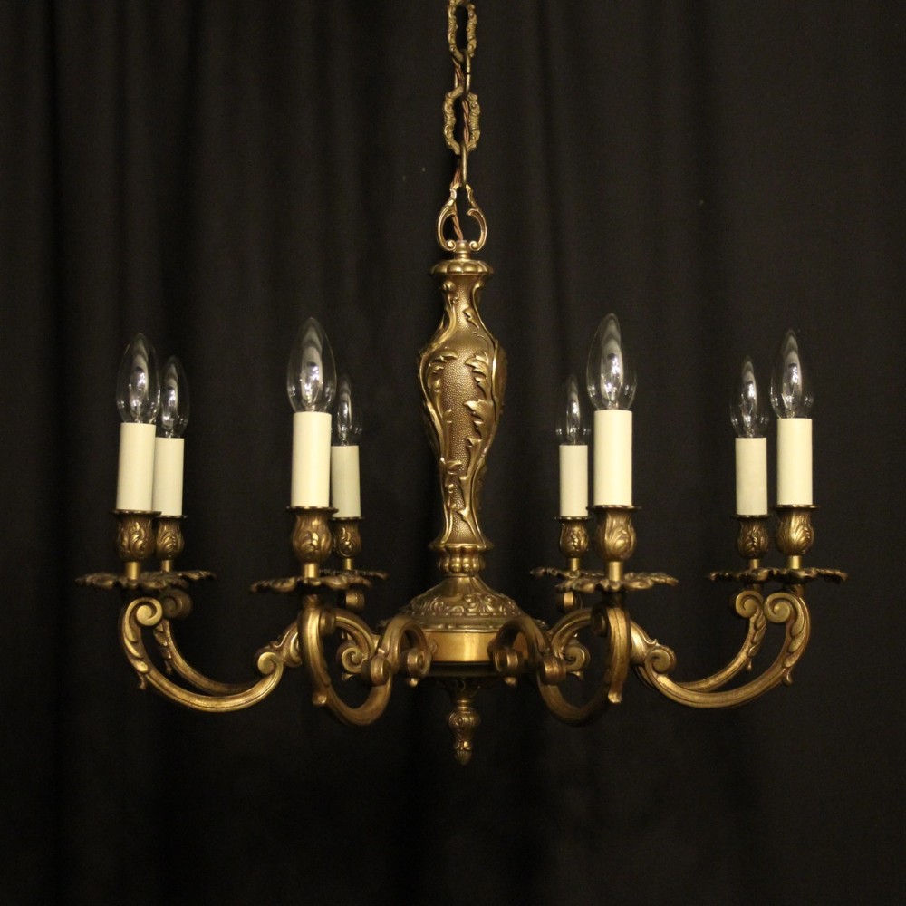 French Gilded Bronze 8 Light Chandelier