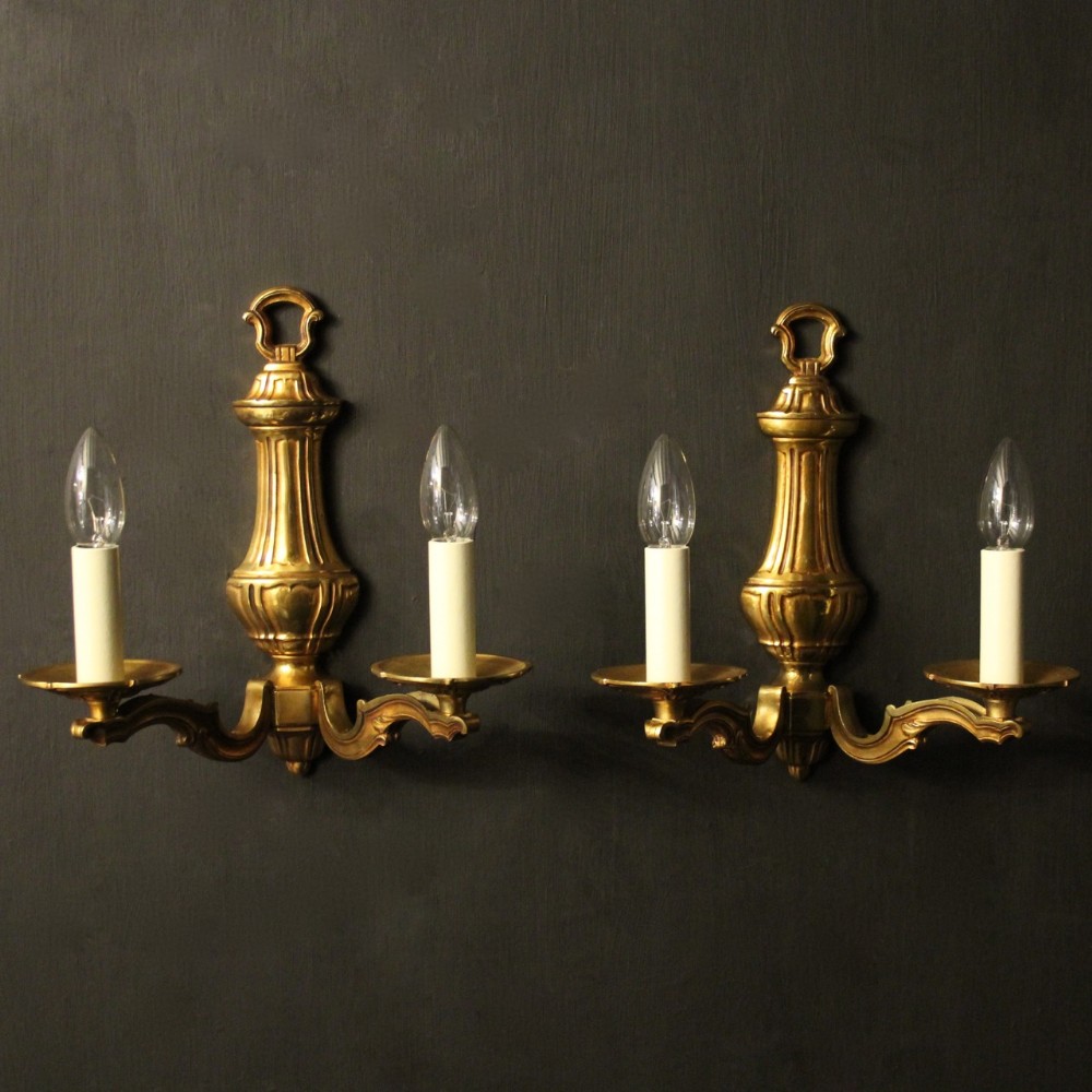French Pair Of Gilded Bronze Antique Wall Lights