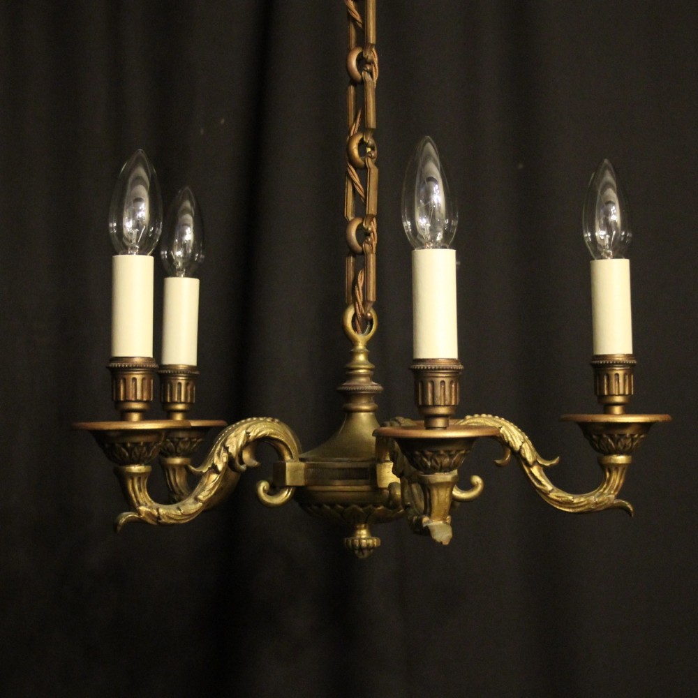 French Gilded Bronze 5 Light Antique Chandelier