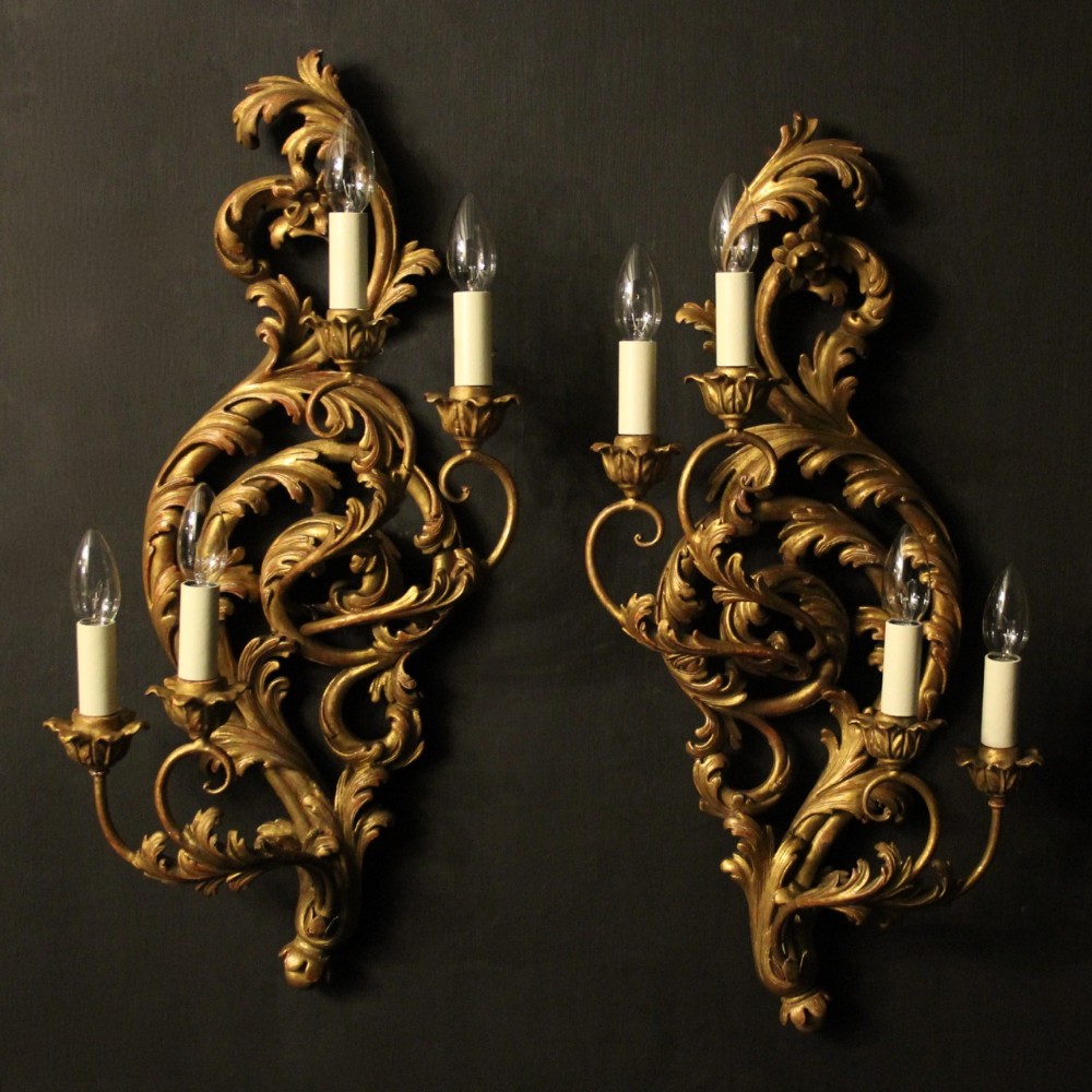 Florentine 4 Light Giltwood Antique Wall Lights