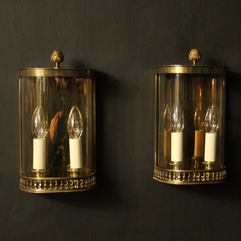 French Pair Of Brass Antique Half Wall Antique lanterns