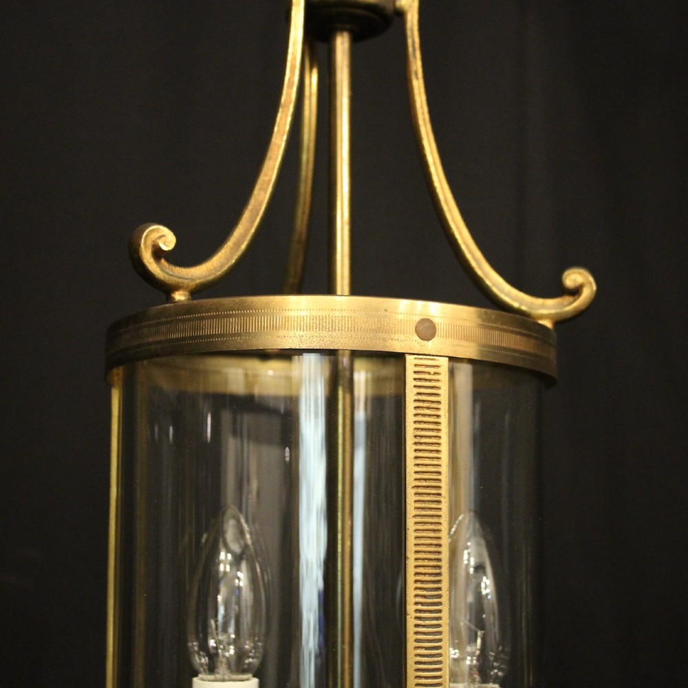 French Gilded Convex Hall Antique Lantern View V