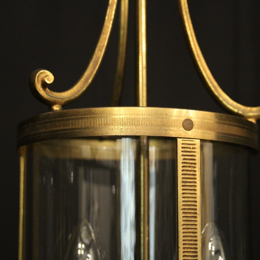 French Gilded Convex Hall Antique Lantern View VII