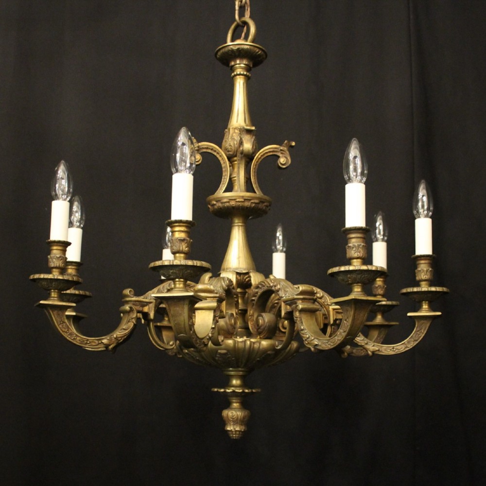 French Gilded bronze 8 Light Antique Chandelier View II