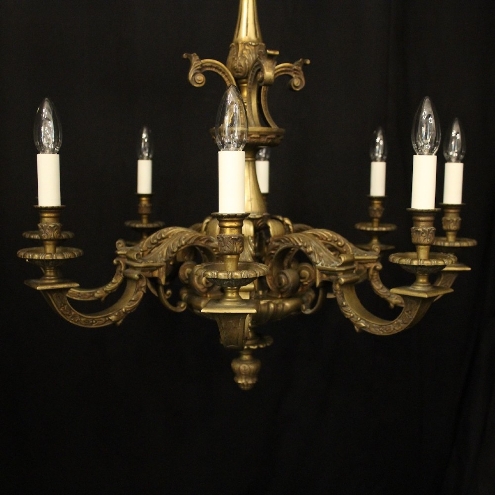 French Gilded bronze 8 Light Antique Chandelier View III