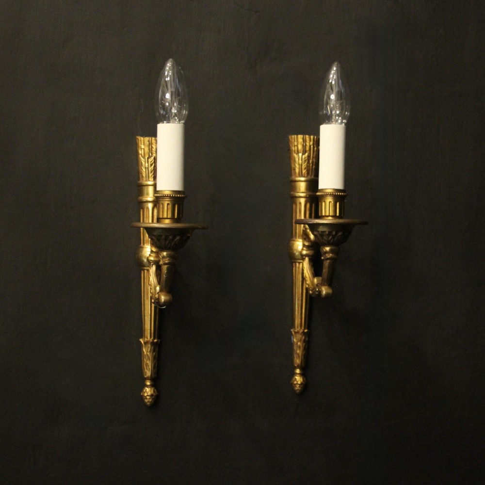 French Pair Of Gilded Empire Wall Lights