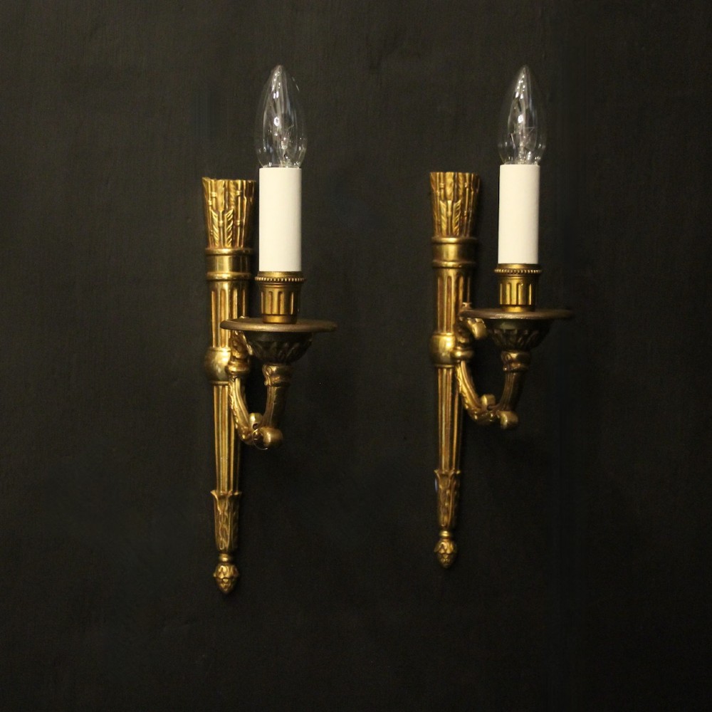 French Pair Of Gilded Empire Wall Lights View II