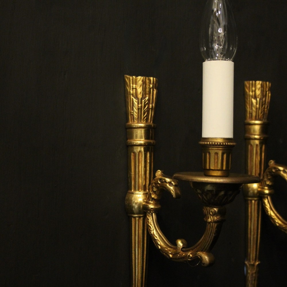 French Pair Of Gilded Empire Wall Lights View VIII