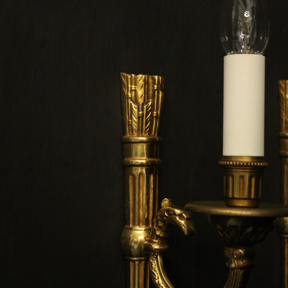French Pair Of Gilded Empire Wall Lights View IX