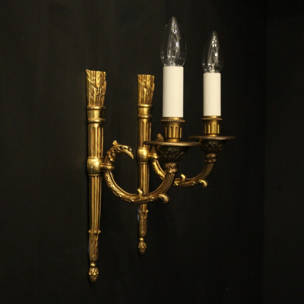 French Pair Of Gilded Empire Wall Lights View X