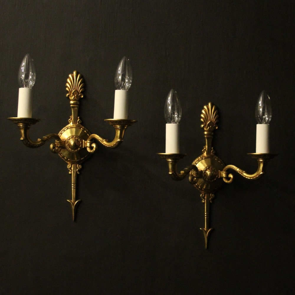 French Pair Gilded Bronze Empire Wall Lights