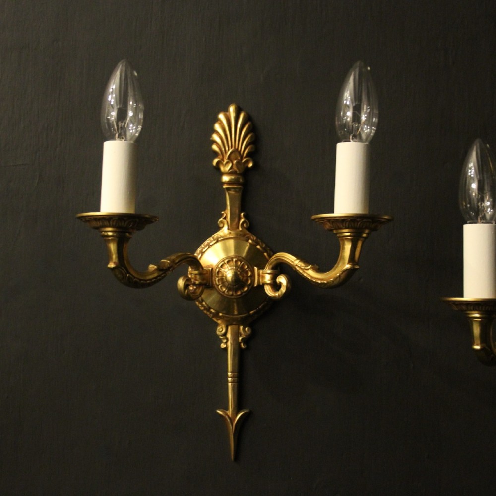 French Pair Gilded Bronze Empire Wall Lights View II