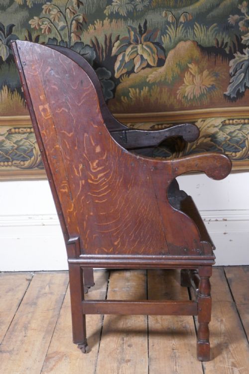 A GEORGIAN OAK WING BACK ARMCHAIR - ADDITIONAL PHOTO 3