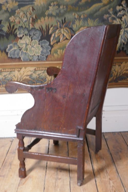 A GEORGIAN OAK WING BACK ARMCHAIR - ADDITIONAL PHOTO 5