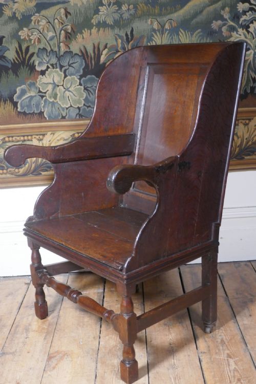 A GEORGIAN OAK WING BACK ARMCHAIR - ADDITIONAL PHOTO 8