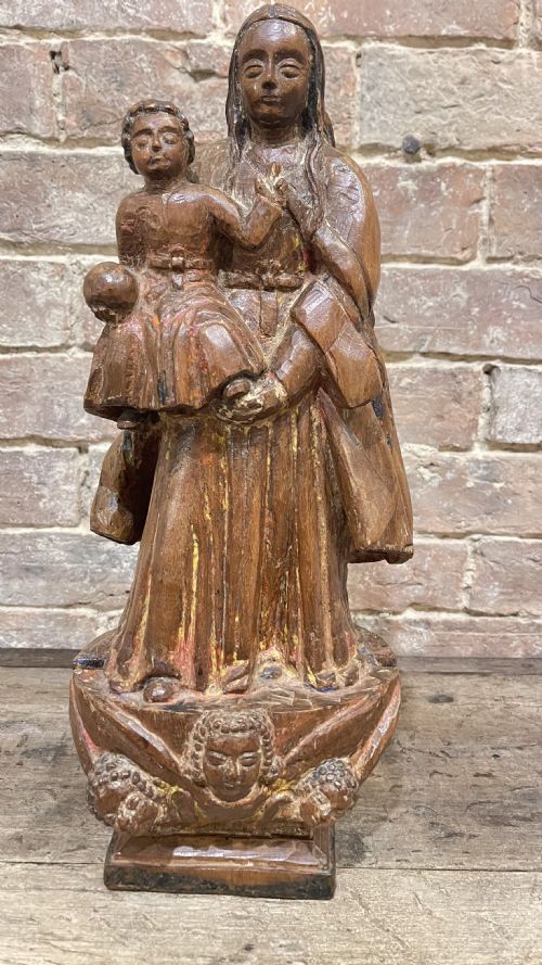 16TH CENTURY CARVED OAK MADONNA AND CHILD - ADDITIONAL PHOTO 5