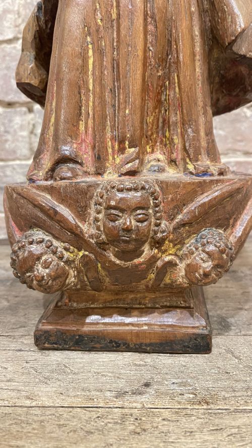 16TH CENTURY CARVED OAK MADONNA AND CHILD - ADDITIONAL PHOTO 10