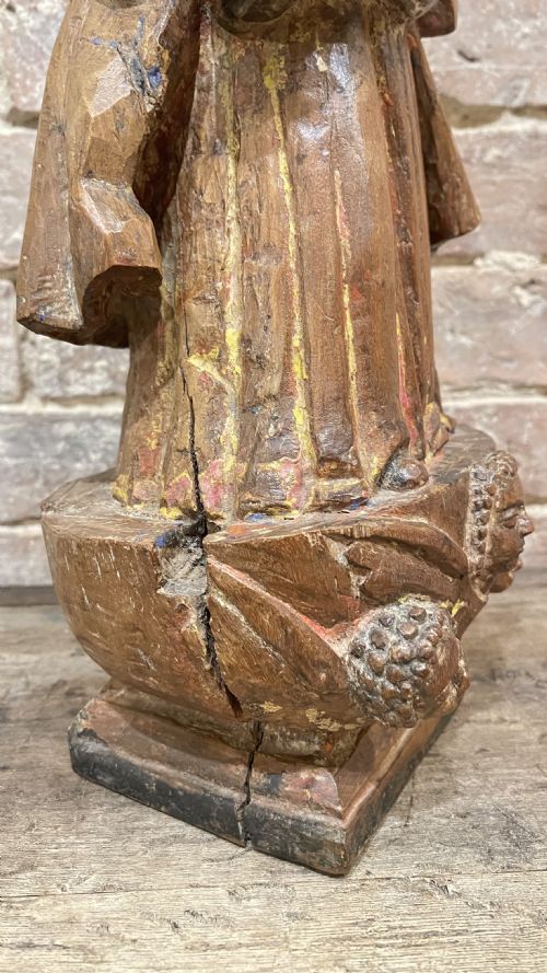 16TH CENTURY CARVED OAK MADONNA AND CHILD - ADDITIONAL PHOTO 13