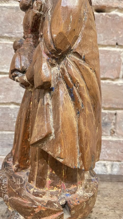 16TH CENTURY CARVED OAK MADONNA AND CHILD - ADDITIONAL PHOTO 19