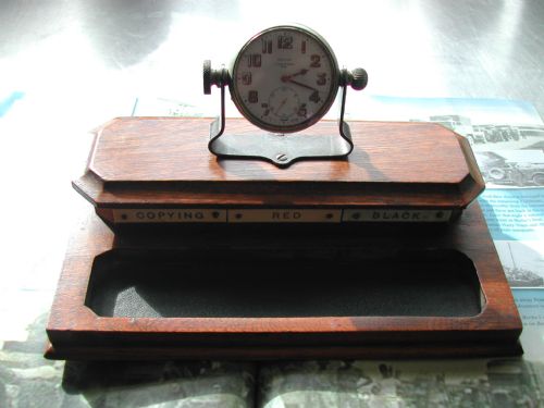 ZENITH POCKET WATCH MOUNTED WW1 PERIOD PEN TRAY OR PEN TIDY - ADDITIONAL PHOTO 3