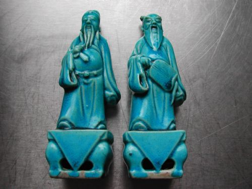 CHINESE 18TH CENTURY GROUP OF SIX TURQUOISE PORCELAIN FIGURES OF IMMORTALS - ADDITIONAL PHOTO 6