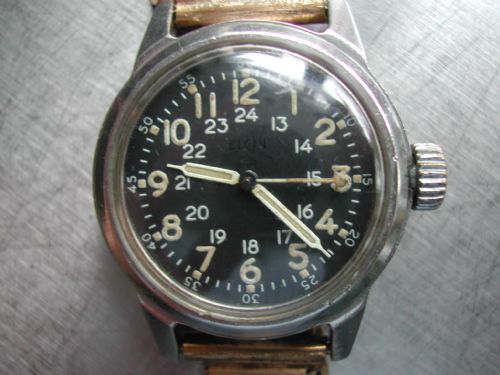 korean war american military issue pilots watch a17a with hack made by elgin circa 1952 - CATEGORY: ANTIQUE CLOCKS - DATED 1950