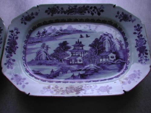 PAIR CHINESE BLUE AND WHITE EXPORT MEAT PLATES 18TH CENTURY - ADDITIONAL PHOTO 5