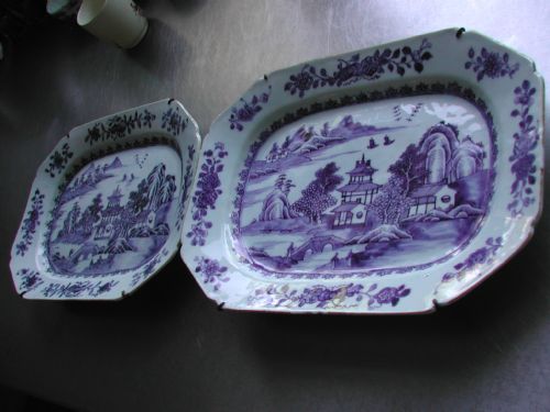 PAIR CHINESE BLUE AND WHITE EXPORT MEAT PLATES 18TH CENTURY - ADDITIONAL PHOTO 6