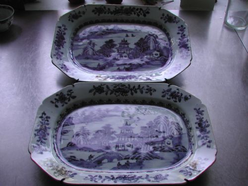PAIR CHINESE BLUE AND WHITE EXPORT MEAT PLATES 18TH CENTURY - ADDITIONAL PHOTO 9
