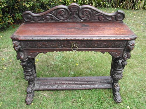 OAK GOTHIC REVIVAL HALL TABLE LATE 19TH CENTURY - ADDITIONAL PHOTO 3