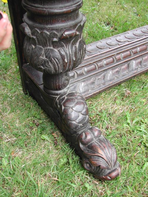 OAK GOTHIC REVIVAL HALL TABLE LATE 19TH CENTURY - ADDITIONAL PHOTO 9