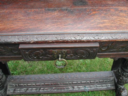 OAK GOTHIC REVIVAL HALL TABLE LATE 19TH CENTURY - ADDITIONAL PHOTO 10