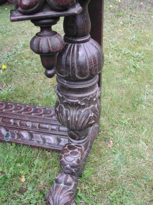 OAK GOTHIC REVIVAL HALL TABLE LATE 19TH CENTURY - ADDITIONAL PHOTO 12