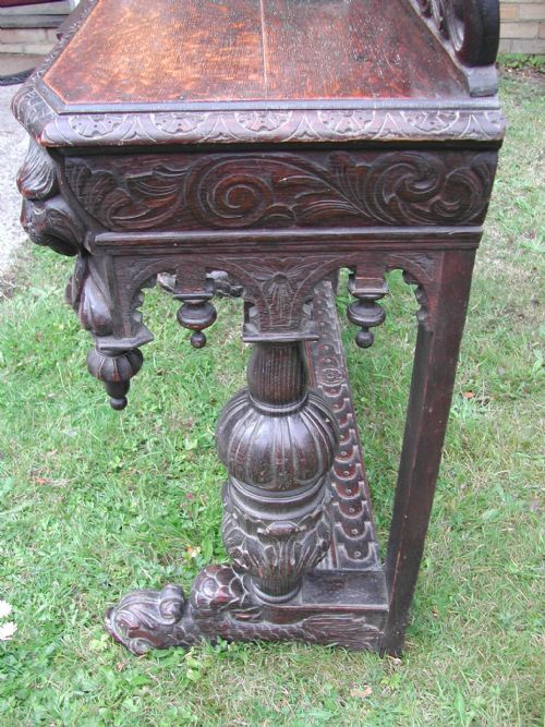 OAK GOTHIC REVIVAL HALL TABLE LATE 19TH CENTURY - ADDITIONAL PHOTO 13