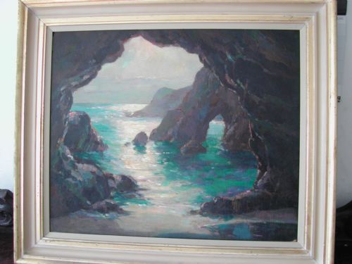 newlyn school cornish coastal scene oil on board by garstin cox 1892 to 1933 - CATEGORY: ANTIQUE ART - DATED 1910