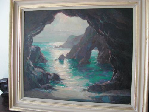 NEWLYN SCHOOL CORNISH COASTAL SCENE OIL ON BOARD BY GARSTIN COX 1892 TO 1933 - ADDITIONAL PHOTO 1