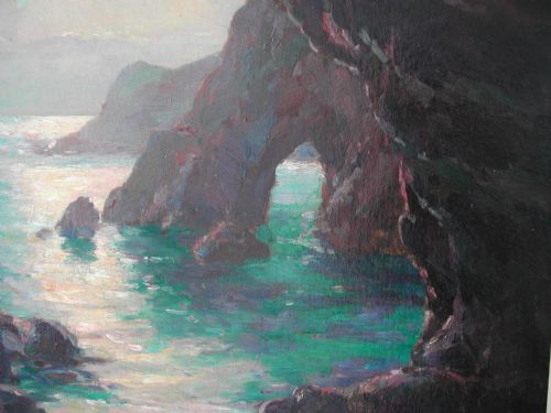 NEWLYN SCHOOL CORNISH COASTAL SCENE OIL ON BOARD BY GARSTIN COX 1892 TO 1933 - ADDITIONAL PHOTO 9