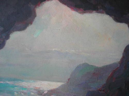 NEWLYN SCHOOL CORNISH COASTAL SCENE OIL ON BOARD BY GARSTIN COX 1892 TO 1933 - ADDITIONAL PHOTO 10