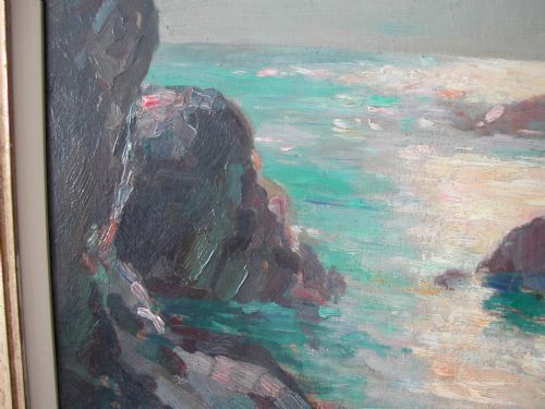 NEWLYN SCHOOL CORNISH COASTAL SCENE OIL ON BOARD BY GARSTIN COX 1892 TO 1933 - ADDITIONAL PHOTO 11