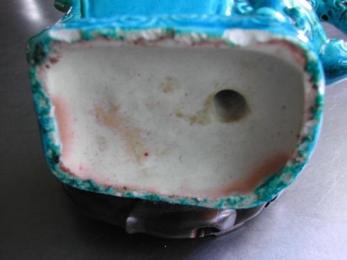 CHINESE TURQUOISE GLAZED DOG OF FO MOUNTED WINE EWER 18TH19TH CENTURY - ADDITIONAL PHOTO 3