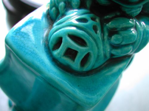 CHINESE TURQUOISE GLAZED DOG OF FO MOUNTED WINE EWER 18TH19TH CENTURY - ADDITIONAL PHOTO 6