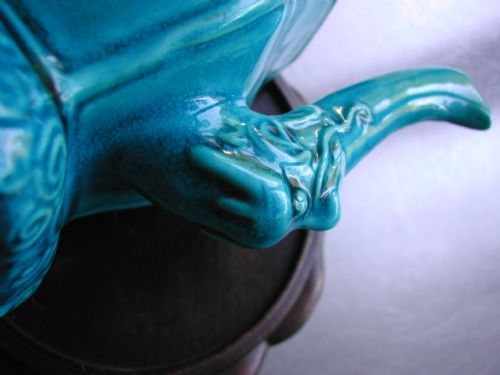 CHINESE TURQUOISE GLAZED DOG OF FO MOUNTED WINE EWER 18TH19TH CENTURY - ADDITIONAL PHOTO 8