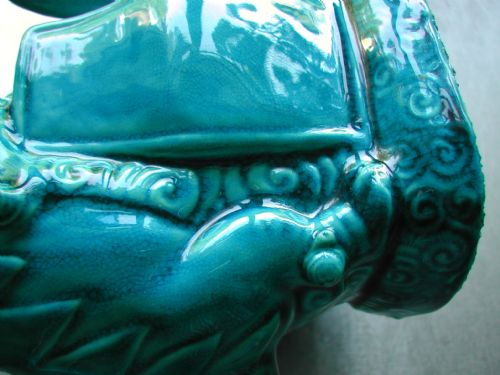 CHINESE TURQUOISE GLAZED DOG OF FO MOUNTED WINE EWER 18TH19TH CENTURY - ADDITIONAL PHOTO 10