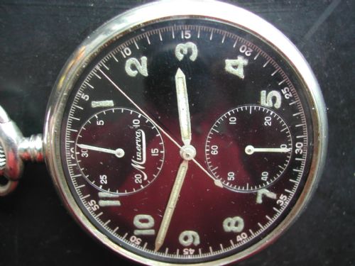 german ww2 minerva military chronograph pocket watch circa 1940 - CATEGORY: ANTIQUE CLOCKS - DATED 1940