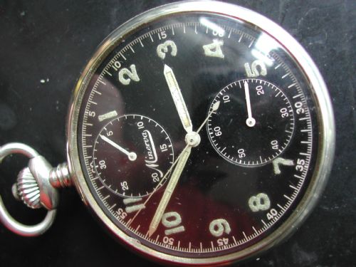 GERMAN WW2 MINERVA MILITARY CHRONOGRAPH POCKET WATCH CIRCA 1940 - ADDITIONAL PHOTO 3