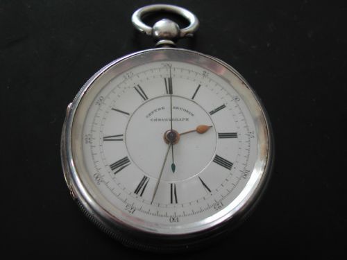 centre seconds silver pocket chronograph by e l harris wolverhampton circa 1887 - CATEGORY: ANTIQUE CLOCKS - DATED 1880