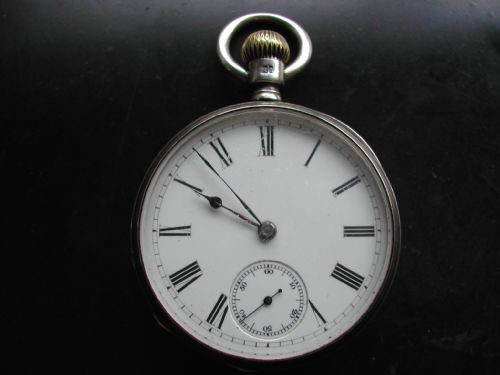 fine english silver cased waltham riverside pocket watch circa 1928 - CATEGORY: ANTIQUE CLOCKS - DATED 