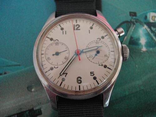 royal canadian air force pilots chronograph by rodania circa 1950's - CATEGORY: ANTIQUE CLOCKS - DATED 1950